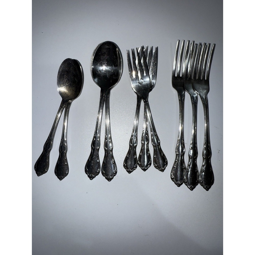 10 ONEIDA/ONEIDAWARE WHITTIER STAINLESS DINNER ‎ FORKS SPOONS E